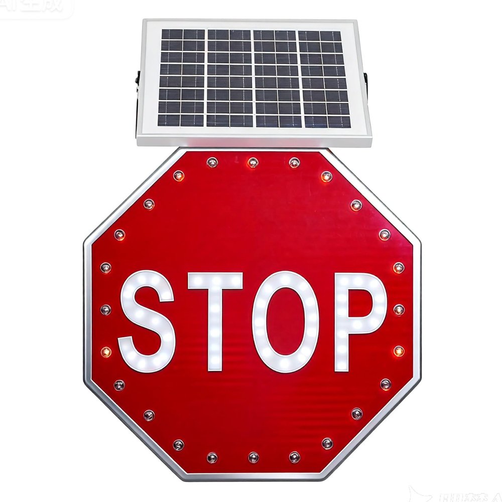 Solar LED Pedestrian Crossing Sign, 24" Aluminum Traffic Warning Sign, Solar-Powered Flashing Stop Sign, Bright & eco-friendlys Safety Alert for Road Users