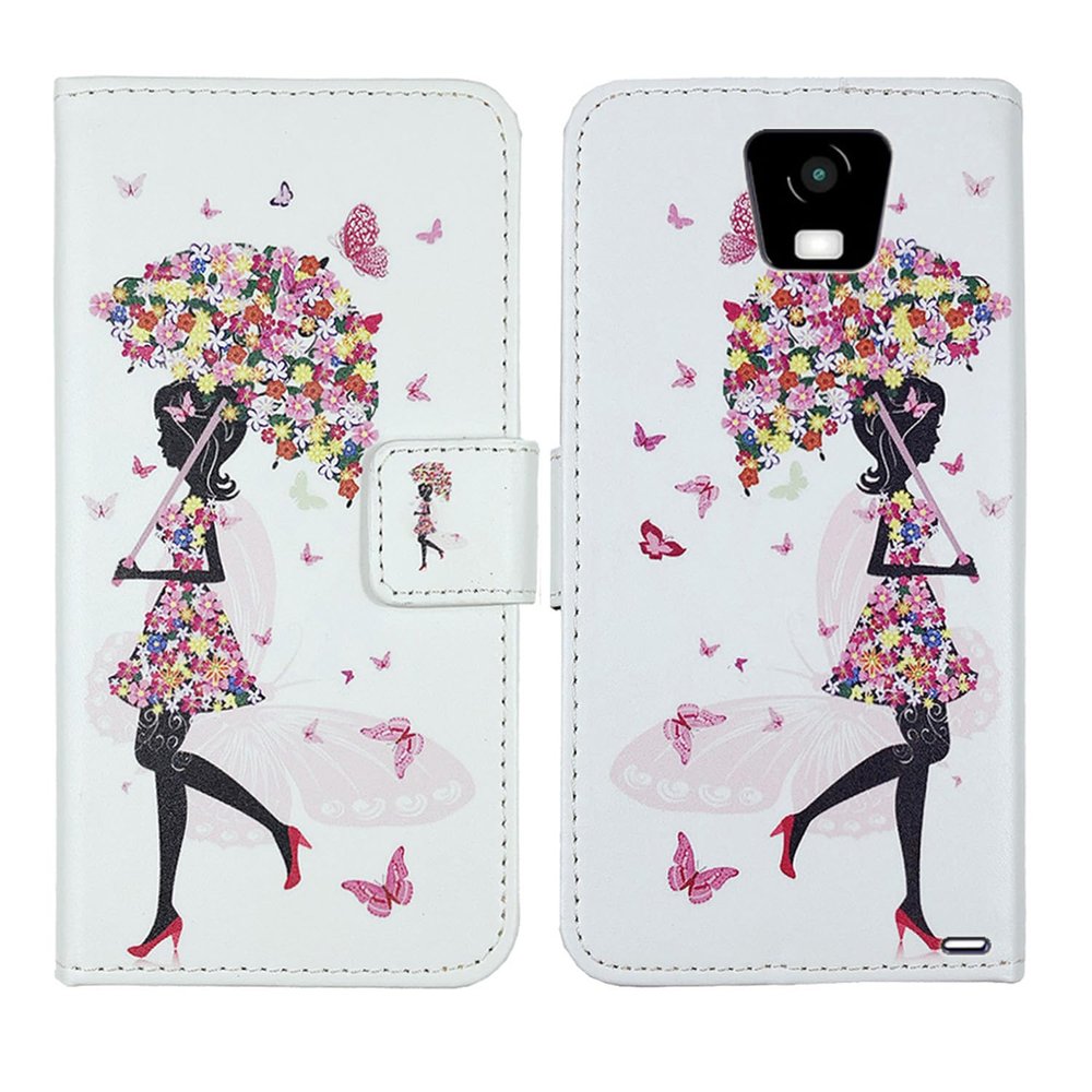 Tnviud Pattern Wallet Design Flip PU Leather Cover Skin Protection Case for Vasco Translator Q1 3.54" (Umbrella Girl)