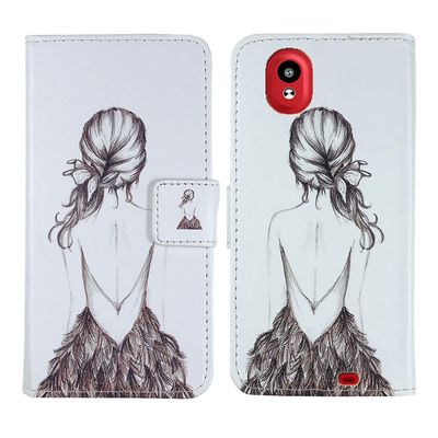 Tnviud Pattern Wallet Design Flip PU Leather Cover Skin Protection Case for Vasco Translator V4 5" (Back Girl)