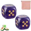 Crystal Mahjong Dice, Mahjong Squeeze Dice Bag, 15mm CrystalDice Polished Energy Stone, Dice Dish Mahjong, Gemstone Mahjong Dice Natural Crystal Clear Set, Lucky Gifts for Board Game Party (Purple*2) view 1