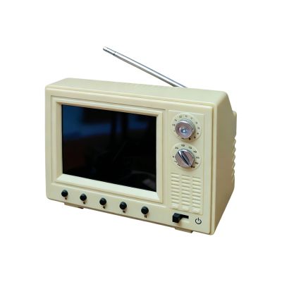 Mini Cartoon TV, Rechargeable Mini Retro TV Cartoon Player with 8GB Memory, Supports Headphones & USB Playback Perfect for Dollhouse Scenes & Collectible Decor (White)