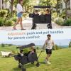 ZTDM Wagon for Kids, Wagon Stroller with 2 Raised High Seat, Removable Canopy, All Terrain Wheels, Foldable, Adjustable Push & Pull Handle, Storage Bag, (Black) view 2