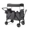 ZTDM Wagon for Kids, Wagon Stroller with 2 Raised High Seat, Removable Canopy, All Terrain Wheels, Foldable, Adjustable Push & Pull Handle, Storage Bag, (Gray) view 1