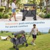 ZTDM Wagon for Kids, Wagon Stroller with 2 Raised High Seat, Removable Canopy, All Terrain Wheels, Foldable, Adjustable Push & Pull Handle, Storage Bag, (Gray) view 2