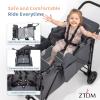 ZTDM Wagon for Kids, Wagon Stroller with 2 Raised High Seat, Removable Canopy, All Terrain Wheels, Foldable, Adjustable Push & Pull Handle, Storage Bag, (Gray) view 3