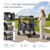 ZTDM Wagon for Kids, Wagon Stroller with 2 Raised High Seat, Removable Canopy, All Terrain Wheels, Foldable, Adjustable Push & Pull Handle, Storage Bag, (Gray) view 4