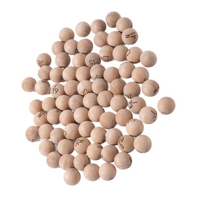DIIOOMIEEU 75Pcs Natural Wood Bingo Balls with Engraved Letters and Numbers for Game Night Parties Family Gatherings Smooth