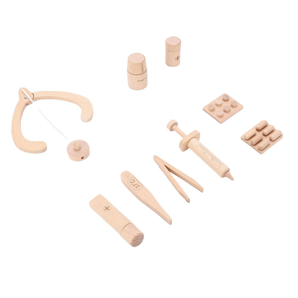 ToysCentral Basics Wooden Mini Doctor Toy Kit Durable Educational Children Doctor Play Set for Home Toddler Beech Wood
