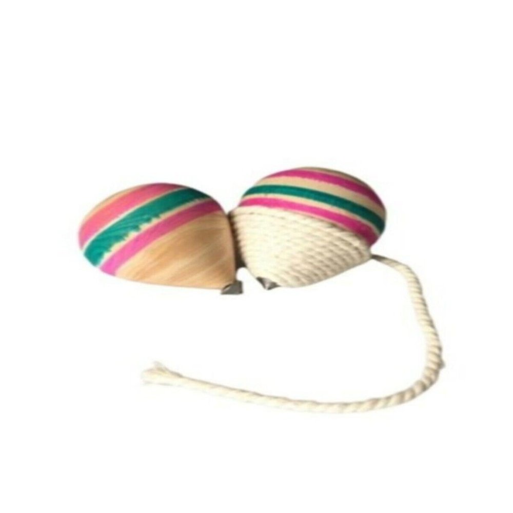 SODEF Wooden Spinning Top Toy Traditional Nostalgic 's Game with 2 Meter String for Skill Development - Yellow