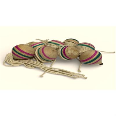 SODEF Wooden Spinning Top Set 8 Pieces Traditional Nostalgic Toy with 2 Meter String for Ages 8+ - Wood