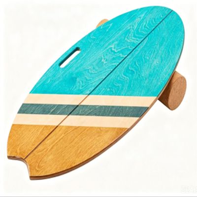 Balance Board Indoor Surfboard Surf Style Home Fitness with Wheel for Exercise, Athletic Training and Board Sports - Fun Workout Equipment For Balance, Stability and Improving Core Strength (Aqua)
