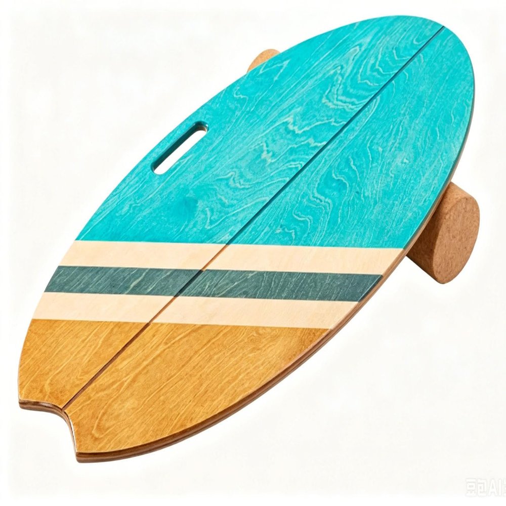 Balance Board Indoor Surfboard Surf Style Home Fitness with Wheel for Exercise, Athletic Training and Board Sports - Fun Workout Equipment For Balance, Stability and Improving Core Strength (Aqua)