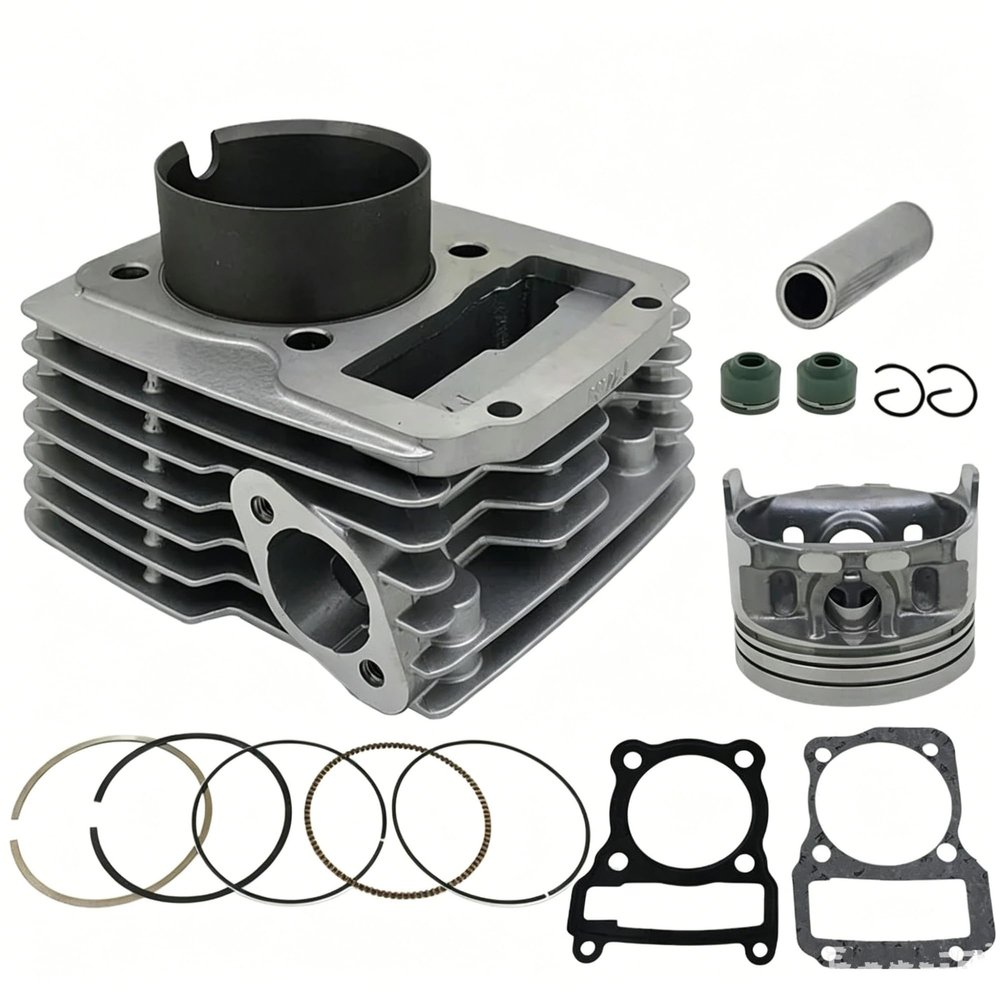 Cylinder for Zontes Zt150-8a for Hao Jiang HJ150 TY125 TY150 Piston Assembly Piston Pin is 13mm Diameter is 62mm Motorcycle Cylinder Piston Kit(Black)(Silver)