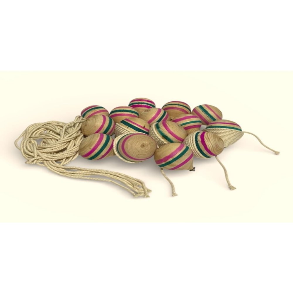 SODEF Wooden Spinning Top Set 6 Pieces Traditional Nostalgic Toy with 2 Meter String for Ages 9+ - Brown