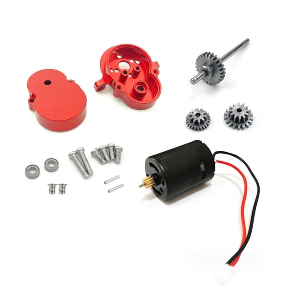 Rc Parts Compatible with WPL D12 D42 1/10 RC Car Upgrade Parts Accessories Metal Transmission Gearbox with 370 Motor Steel Gear Red