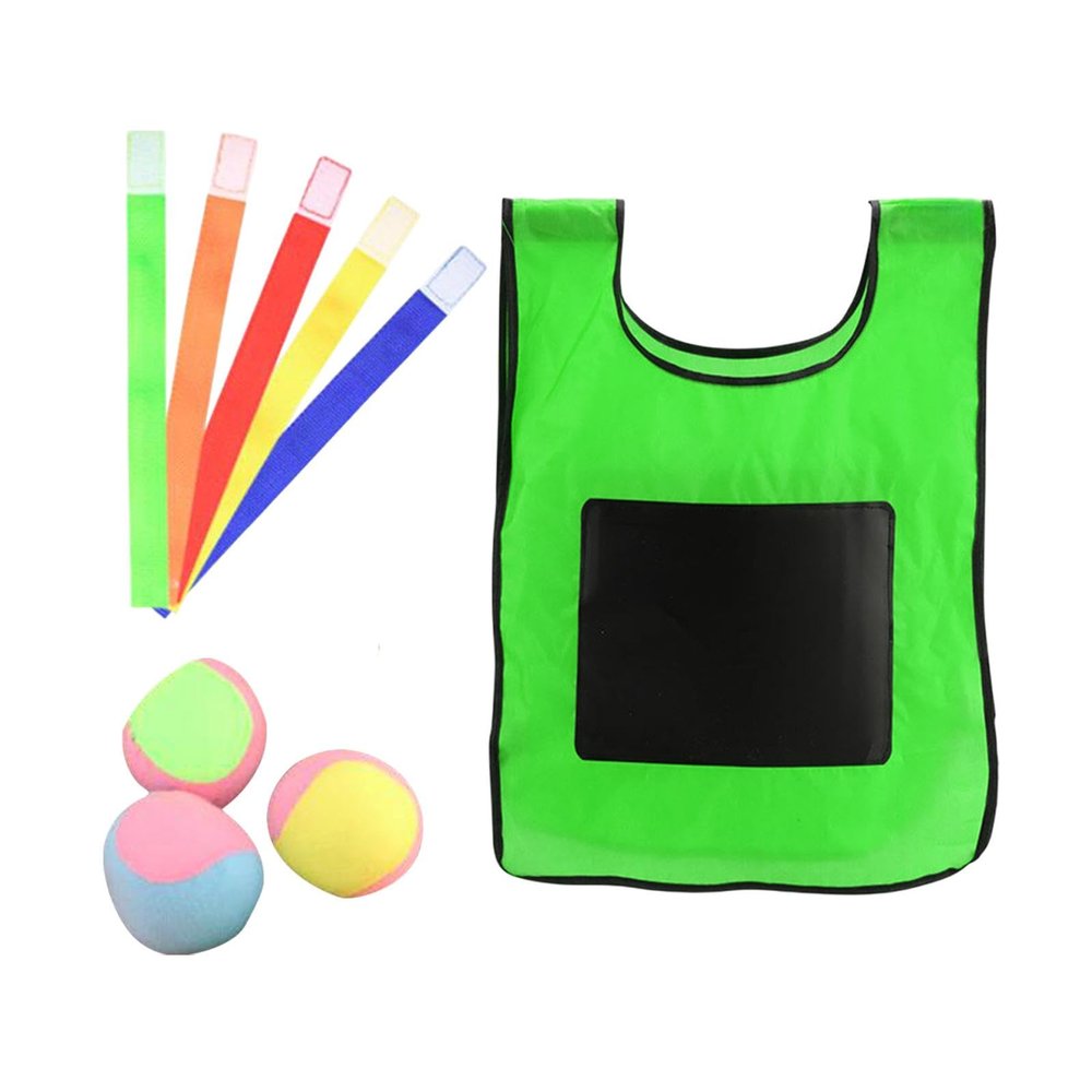 Chosertory Sticky Ball Toss Game Set with Vest for Outdoor Activities, L Green