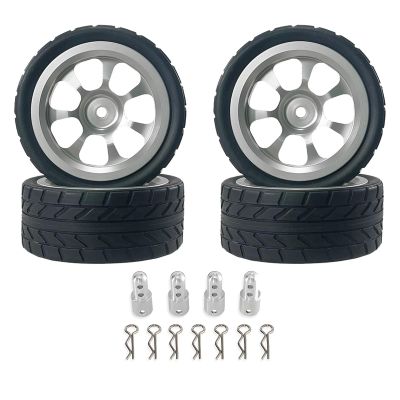 for MJX for Hyper Go 14303 14304 14302 14301 1/14 65mm for Rally CNC High Strength Metal Wheel Tires RC Car Modification Parts RC Car Toys Parts(Silver)