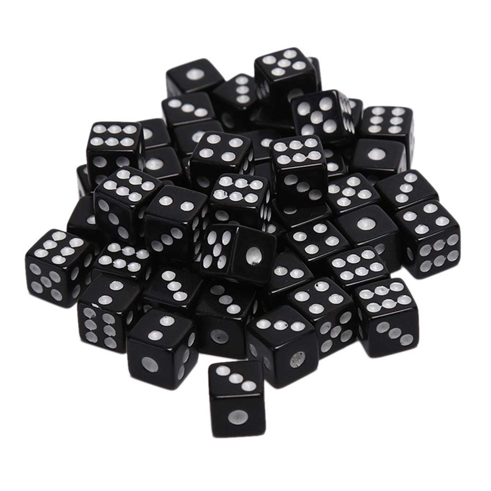 100Pcs Standard Six Sided Mini Dice Bulk Acrylic Square Corner Digital D6 Dice Game Props White Red Black Assorted Tiny Dots Cube Set for Board Games Teaching Math Birthday Parties