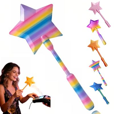 Qeskznf Credit Card Wand, Magic Wand Credit Card Holder, 3D Printed Credit Card Wand Tap to Pay, Fairy Wand Tap to Pay Card Holder for Women Men (Rainbow)