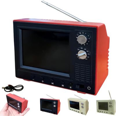 2027 New Mini Cartoon TV, Rechargeable Mini Retro TV Player - 8GB Memory 2.4 Inch 720P MP4 Video Playback Screen Perfect for Dollhouse Scenes & Collectible Decor (Red)