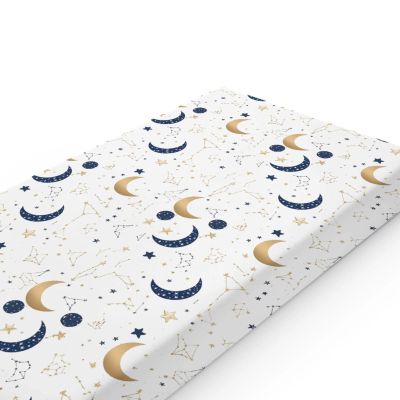 Moon Star Pattern Changing Pad Cover Liner for Unisex Baby,Stars Cloud Theme Snug Fitted Diaper Table Covers for Girl Boy,Stylish Fits Standard Changing Tables and Dressers 32'' x 16"