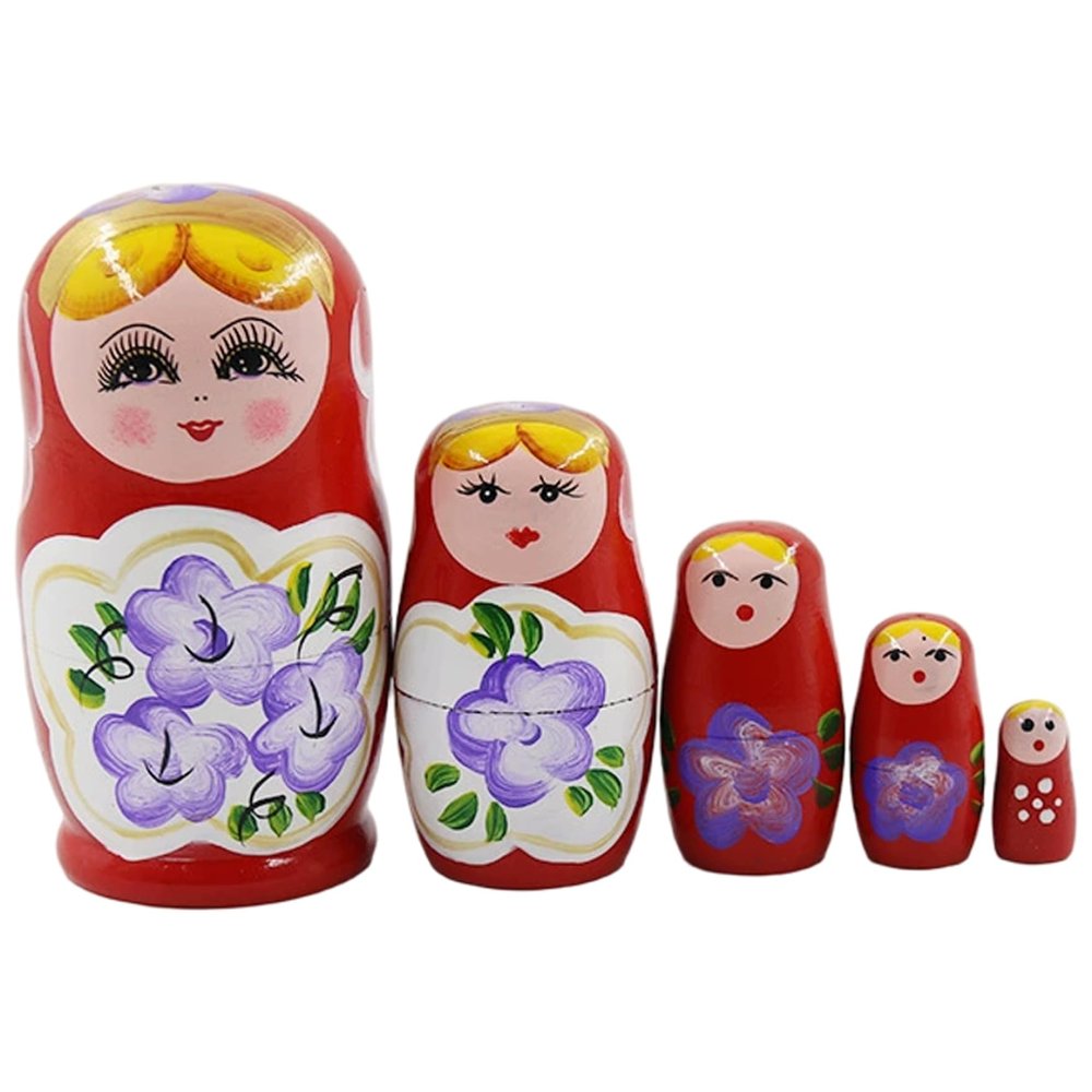 Goutdori 5 Layer Wooden Russian Nesting Dolls Matryoshka Dolls for Kids Traditional Folk Art Home Decor Present