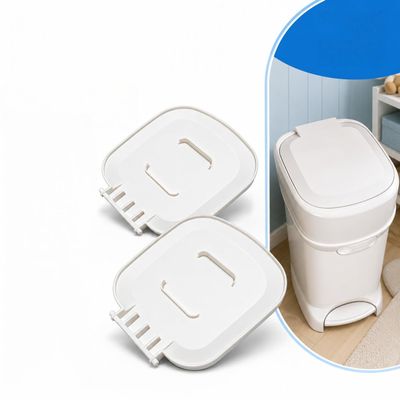 2-Pack Replacement Lid Compatible with Diaper Genie Complete Pail, Upgraded Durable Hinge & Odor Control Sealing Assembly for Baby Nursery Diaper Disposal, White
