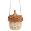 Acorn Basket, Hand Woven Rattan Storage Bag, Mini Crossbody for Youngsters, Cute Photography Prop, Brown, 3.9 x 2.8 in, with Cotton Rope view 1
