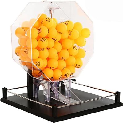 Lottery Drawing Machine, Hand Crank Ball Number Selector, Metal Raffle Drum Spin Machine Including Acrylic Bingo Cage, 100 Pcs Ball, Suitable for Adults Large Group Family Table Games,Black