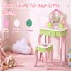 Grcfumo Toddler Vanity Set, Flower Fairy Wooden Dressing Table with Mirror & Chair for Girls Ages 3+ Playroom view 2