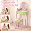 Grcfumo Toddler Vanity Set, Flower Fairy Wooden Dressing Table with Mirror & Chair for Girls Ages 3+ Playroom view 4