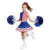 Zaldita Girls Fourth of July Dress Cheerleading Outfit Sleeveless Costume with Stars Skirt Pom Poms Socks and Headwear Blue Red White 6 view 1