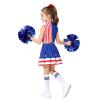 Zaldita Girls Fourth of July Dress Cheerleading Outfit Sleeveless Costume with Stars Skirt Pom Poms Socks and Headwear Blue Red White 6 view 2