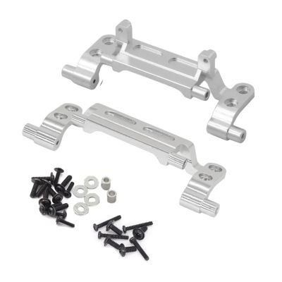 RC Spare Part Compatible with MN78 for MN168 1/12 RC Car Upgrade Parts Accessories Metal Front and Rear Link Rod Mount Bracket with Servo Mount(Silver)
