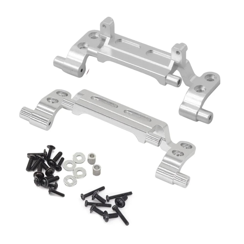 RC Spare Part Compatible with MN78 for MN168 1/12 RC Car Upgrade Parts Accessories Metal Front and Rear Link Rod Mount Bracket with Servo Mount(Silver)