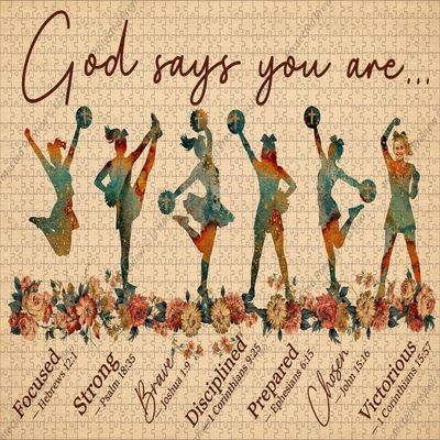 Christian Cheerleader Silhouette Watercolor Vintage Floral Wooden Jigsaw Puzzle 1000 Pieces for Adults Empowering Bible Verses Inspirational Quotes Gifts