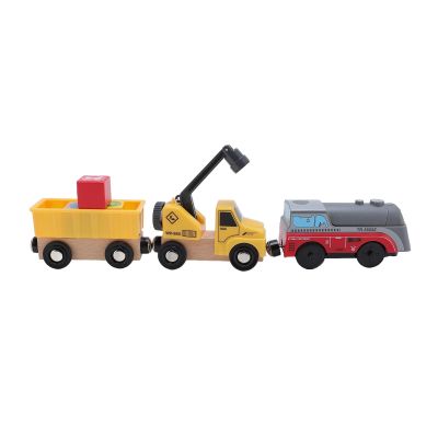 Alomejor Toddler Crane Toy Set, Electric Track Construction Vehicle with Functional Crane for Series, Beechwood ABS Material
