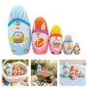 QGFEWXP Handpainted Wooden Nesting Doll Easter Theme 5 Layered Rabbits Design Russian Matryoshka Doll Educational Toy Russian Matryoshka view 2