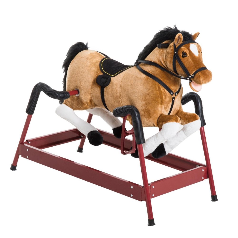 FytStycale Rocking Riding Toy Soft Saddle Authentic Neighing Sounds Wooden Structure Suitable for Home Birthday Gift