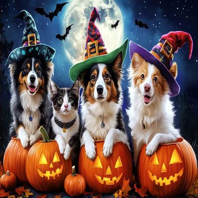 Magic Cat Halloween Jigsaw Puzzle 300 Pieces Spooky Room Decoration Gift for Adult Puzzle Lovers & Party Display