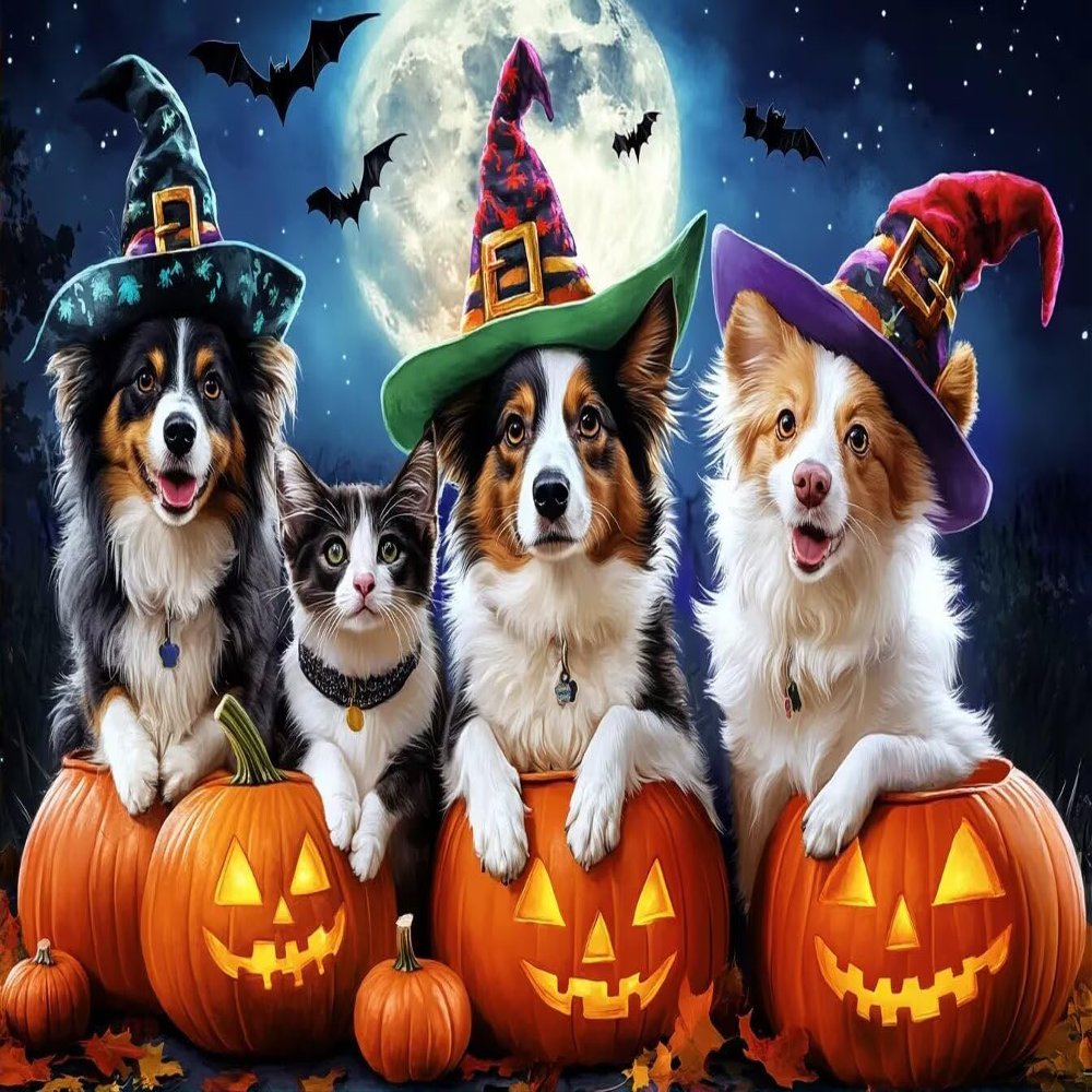 Magic Cat Halloween Jigsaw Puzzle 300 Pieces Spooky Room Decoration Gift for Adult Puzzle Lovers & Party Display