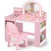 Kinder King Kids Vanity Set with Chair and Lighted Mirror, Pink view 1