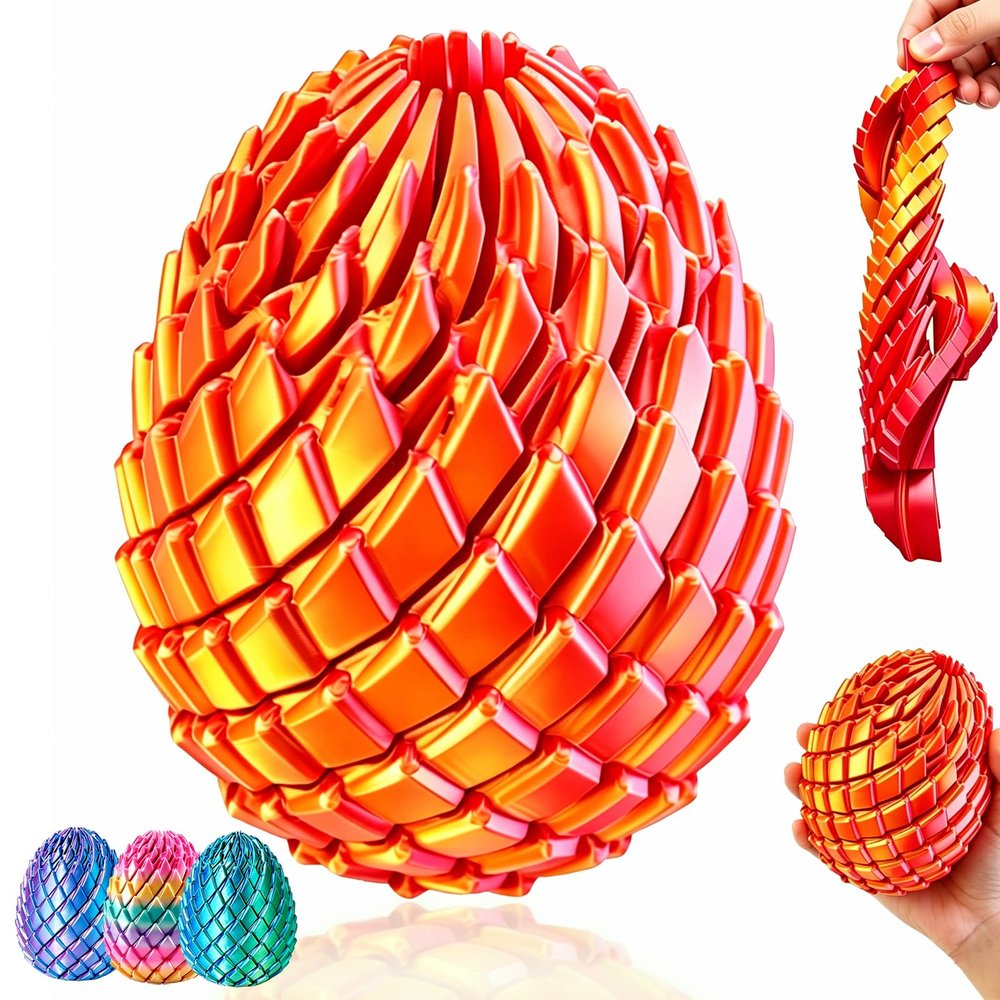 Twisty Fidget Egg Twisty Fidget Dragon Egg , 3D Printed Slippery Egg