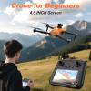 F180 Drones with 4K Camera Adults 4.5" LCD RC Screen, Follow Me Professional Drone GPS Auto Return Home, 5GHz FPV Real-Time RC Quadcopter Dron for Beginner, SD Card, Long Flight Time Under 249g view 2