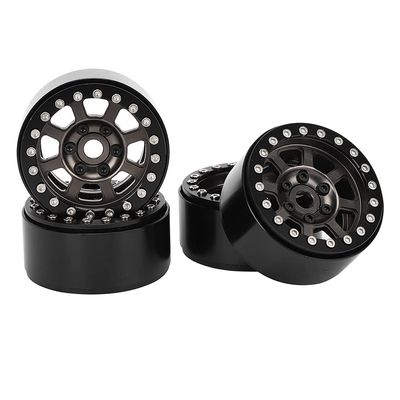4pcs Metal Wheel Rim Upgrade for RGT 86100 1/10 RC Car, Durable Remote Control Wheel Rim with Precision Fit, Replacement Set in Silver Black Titanium (Titanium Color R86083T)