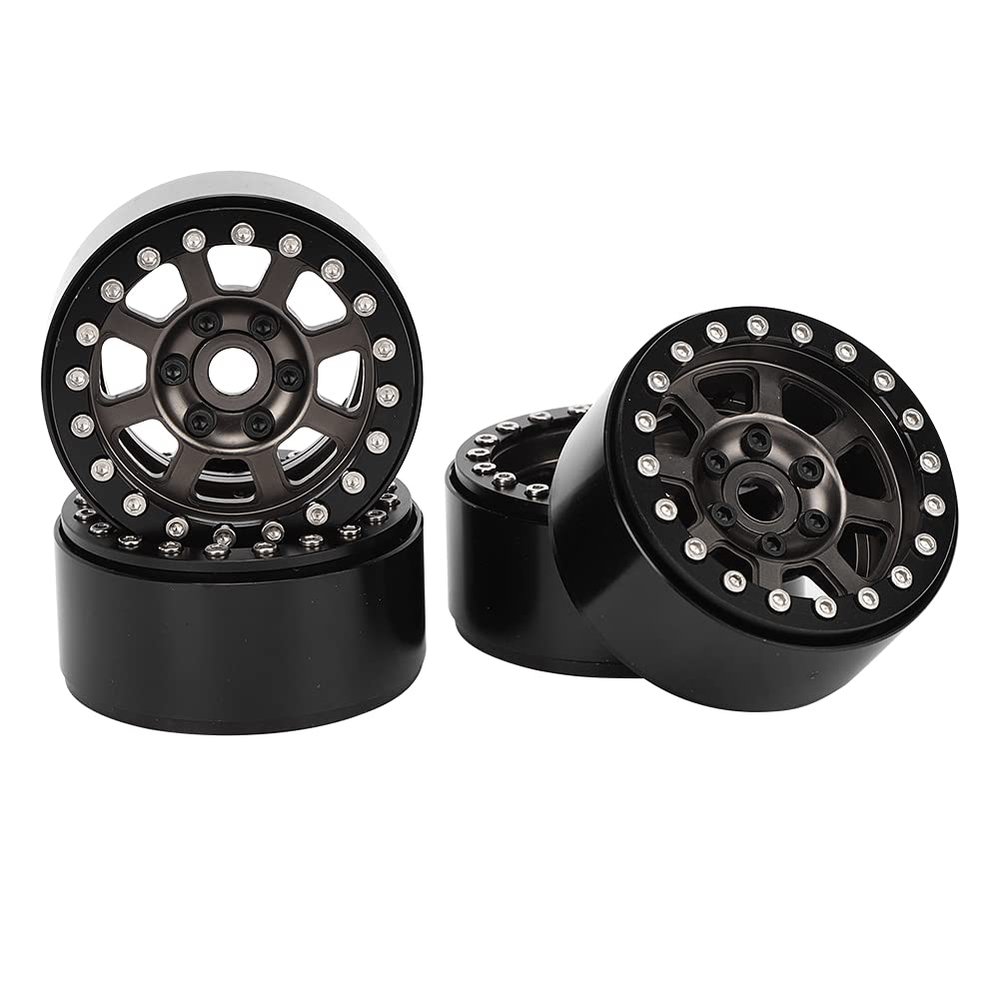 4pcs Metal Wheel Rim Upgrade for RGT 86100 1/10 RC Car, Durable Remote Control Wheel Rim with Precision Fit, Replacement Set in Silver Black Titanium (Titanium Color R86083T)