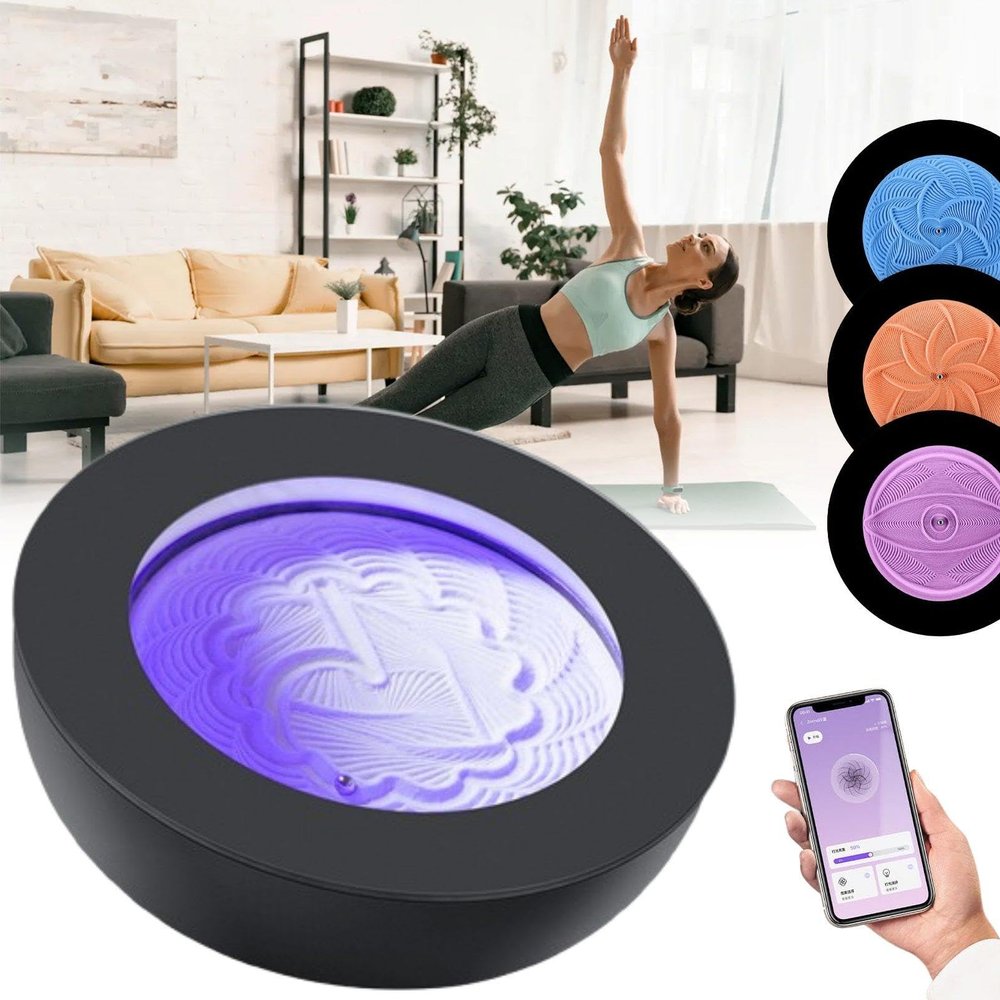 Eoweiot Moving Sand Art,Meditation Sand Table, Meditation Accessories, Smart App Control 19 Patterns, 7 Lighting Options