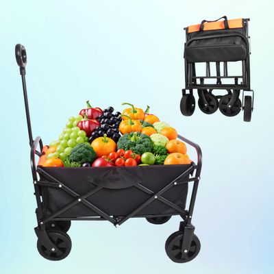 Folding Wagon GShopping Beach Cart (Black+Yellow)