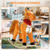 Baby Rocking Horse, Stuffed Plush Ride On Horse with Realistic Sound & Music, Wooden Plush Animal Rocker Toy for Toddlers 1-6 Years Old, Stuffed Animal Rocking Chair Gifts for Kids (Light Brown, L) view 4