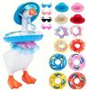 Desk Goose Outfits for 7 Inch Mini Porch Statues, Summer Clothes with Hats Sunglasses Swimming Ring Dresses, Funny Costume for Magnetic Geese Key Holder, Cute Table Home Decor Gift for Friends view 1
